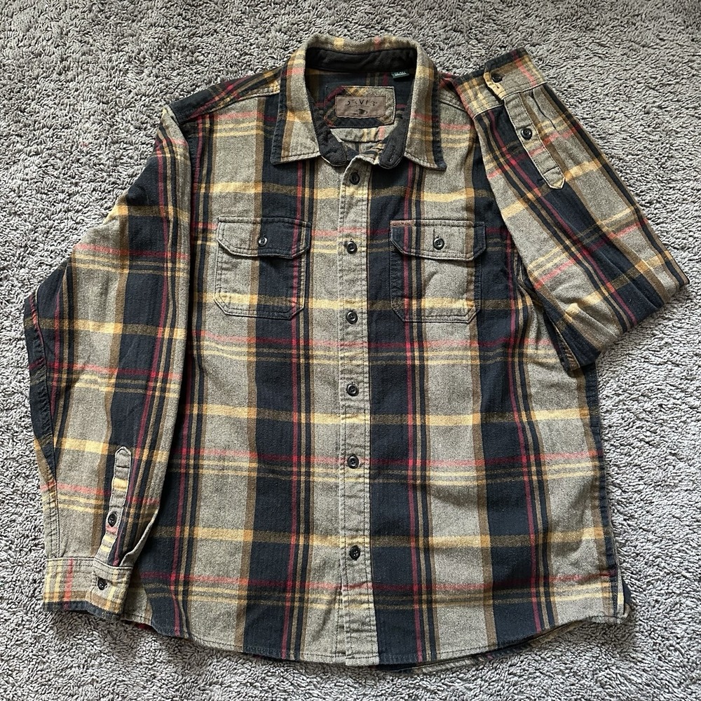 Orvis Men's Heavyweight Plaid Flannel Long sleeve Button Up Shirt XXL